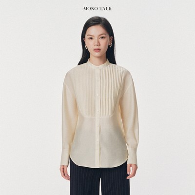 Áo sơ mi dài tay cổ tàu xếp ly ngực Mono Talk - MOF26S-T10001TK