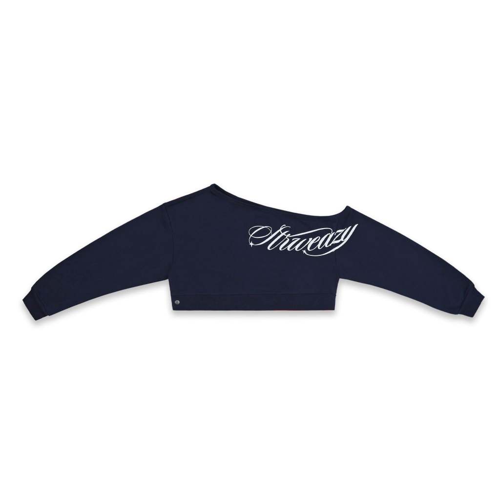 ÁO S.W.E EAZY OFF-SHOULDER CROP - NAVY