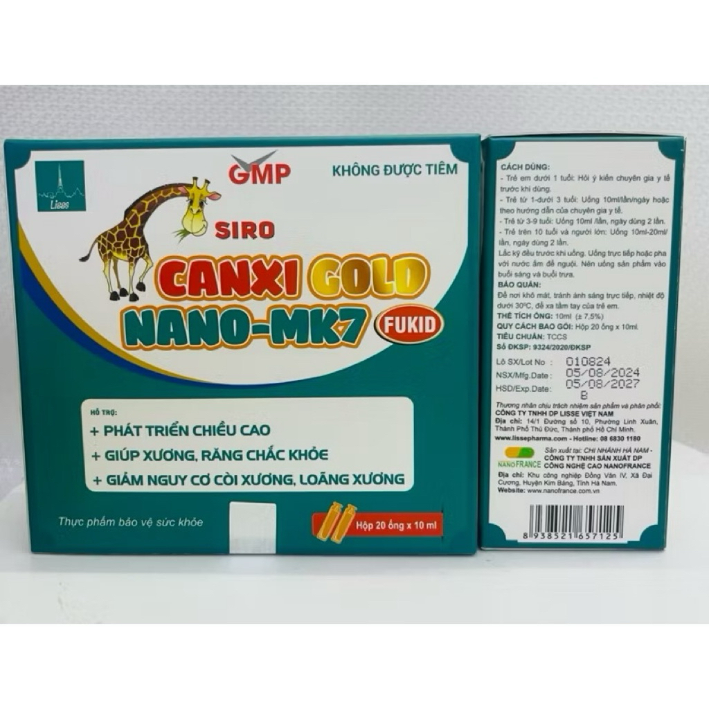CALCI GOLD NANO MK7 Giúp Bé Phát triển chiều cao,Bổ Sung Calci,Tăng Đề Kháng)