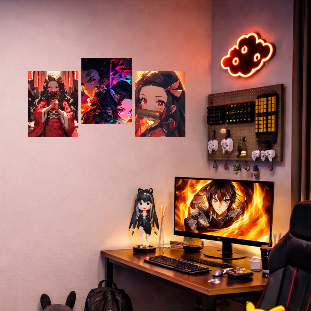 Poster Demon Slayer 20x30cm Dán Tường Decal | Combo 3/5/10 Tranh Anime Nezuko Tanjiro
