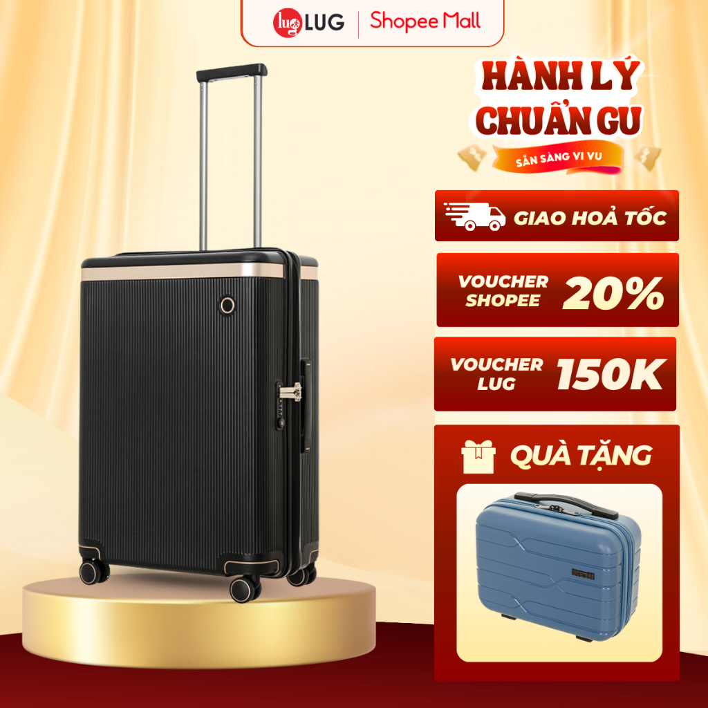 [VALI CAO CẤP] Vali Du Lịch LUG Echolac PC142A Size 20/24/28 Nhựa PC Chịu Lực Va Đập Tốt, Khóa TSA A