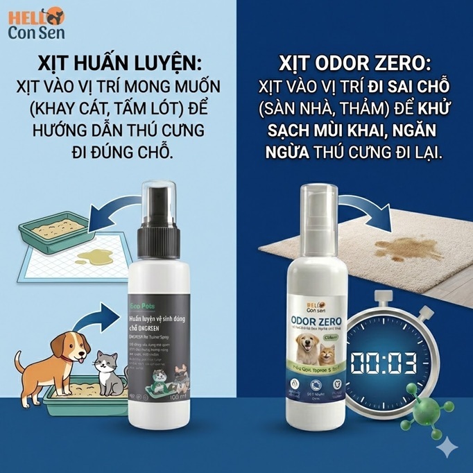 Chai xịt vệ sinh đúng chỗ cho mèo DKGREEN Helloconsen dung dịch xịt hướng dẫn mèo đi vệ sinh 100ml