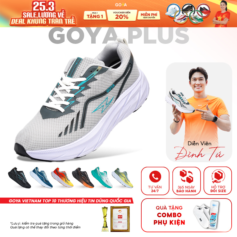 Giày thể thao chạy bộ nam nữ Goya Plus năm 2026 siêu nhẹ, siêu êm, chống trơn trượt, siêu thoáng khí