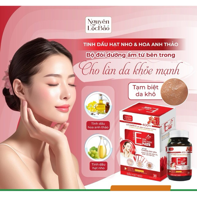 TPBVSK Vitamin E đỏ 400IU kết hợp tinh dầu hoa anh thảo và tinh dầu nho 30v/lọ