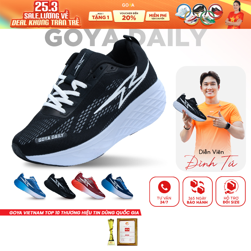 Giày Thể Thao Chạy Bộ Nam Nữ GOYA DAILY PLUS Năm 2026 - Êm Ái, Thoáng Khí, Hạn Chế Trơn Trượt