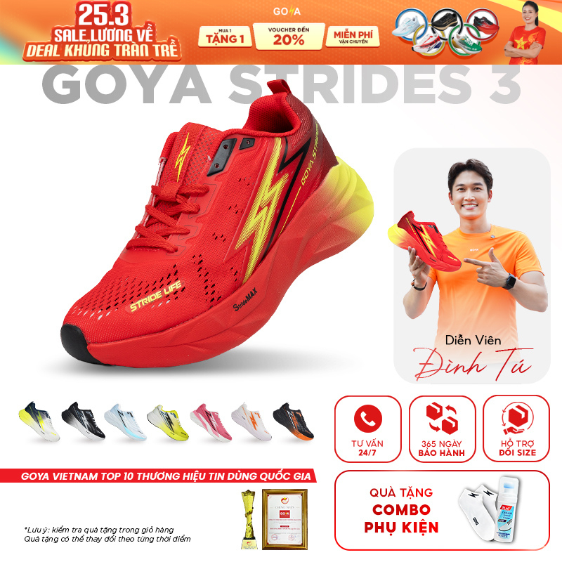  Giày Thể Thao Chạy Bộ Nam Nữ GOYA STRIDES 3 Năm 2026 1 - Siêu Êm, Thoáng Khí,Thời Trang