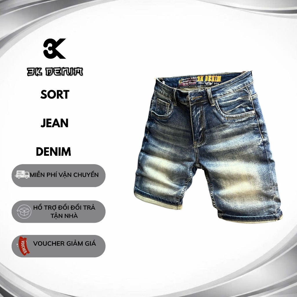[3K DENIM] Quần Jean Denim Guangzhou QS2152-3K1529 Màu Xanh Was Thêu Lưng Mẫu Mới Chi Tiết Như Hình.