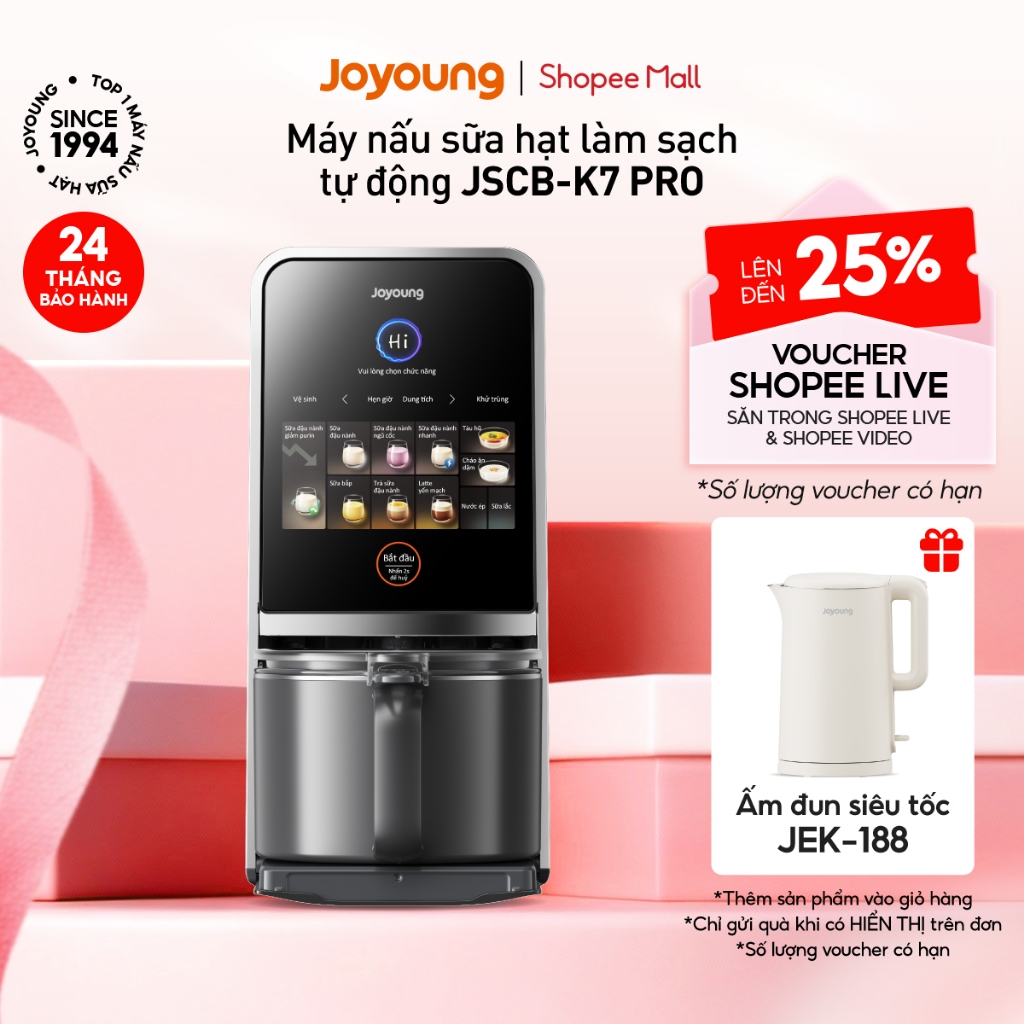 [Livestream] Máy nấu sữa hạt làm sạch tự động Joyoung JSCB-K7 PRO giảm ồn, khử purin, 12 chức năng