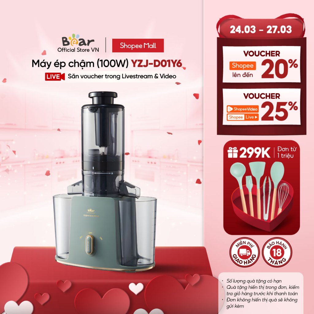 Máy ép chậm đa năng Bear YZJ-D01Y6 - Hàng Chính Hãng