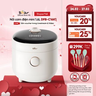 Nồi cơm điện MINI 0.5L (2 người ăn) (dung tích tổng 1.6L) Bear DFB-C16K1 - Hàng Chính Hãng