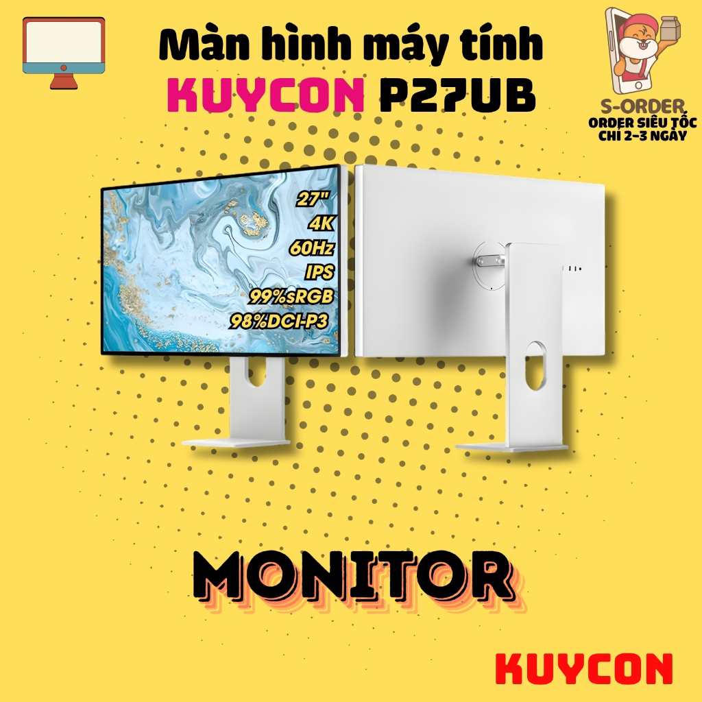 Màn Hình Nhám Kuycon P27UB 27” 4K IPS | 99%sRGB 98% DCI-P3 | 500 Nits | HDR | Đồ Họa Chuyên Nghiệp