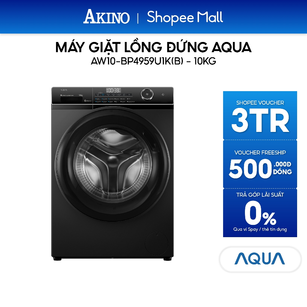 Máy giặt Lồng Ngang Aqua Inverter 10 kg AW10-BP4959U1K(B) - Hàng Chính Hãng