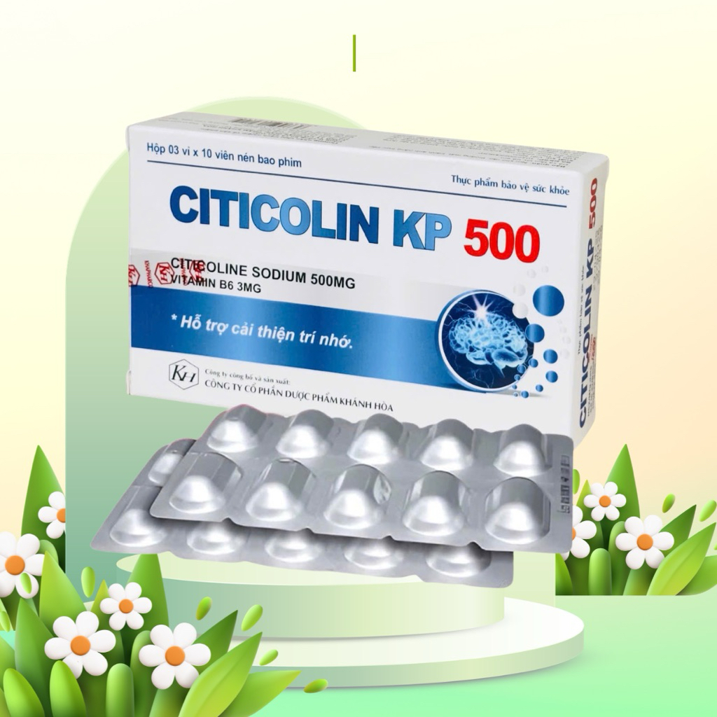 Citicoline 500mg Citicolin KP 500 DP (Hộp 30 viên) - Giúp cải thiện trí nhớ, tăng khả năng tập trung