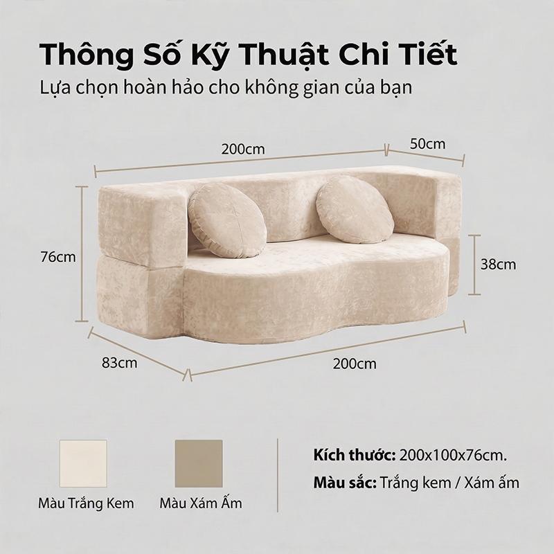 [2 trong 1 ngồi nằm] LUMOO Sofa Giường Gấp Gọn 1m8 Nén Chân Không, Dễ chuyển Cho Căn Hộ, Phòng Khách | BigBuy360 - bigbuy360.vn
