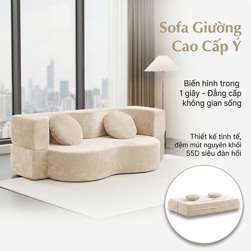 [2 trong 1 ngồi nằm] LUMOO Sofa Giường Gấp Gọn 1m8 Nén Chân Không, Dễ chuyển Cho Căn Hộ, Phòng Khách | BigBuy360 - bigbuy360.vn
