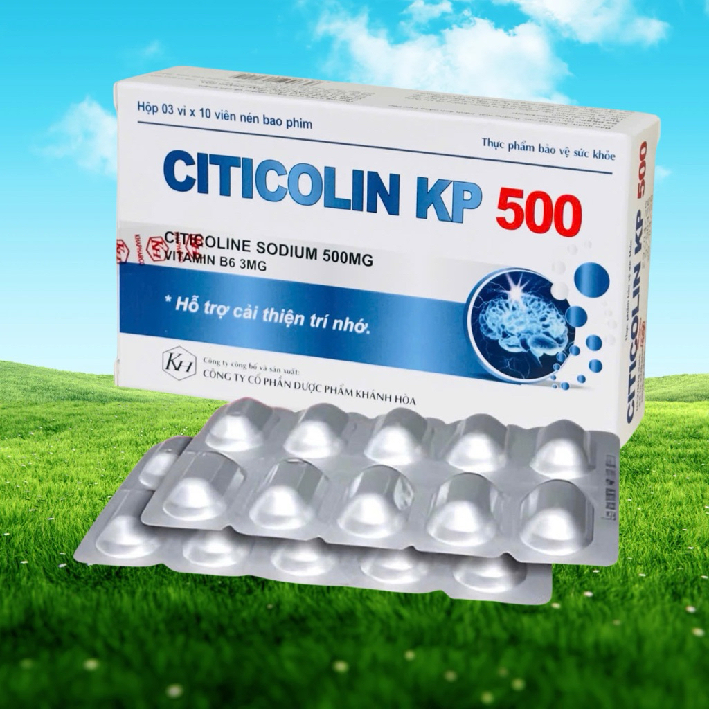 Citicoline 500mg Citicolin KP 500 (Hộp 30 viên) - Giúp cải thiện trí nhớ, tăng khả năng tập trung