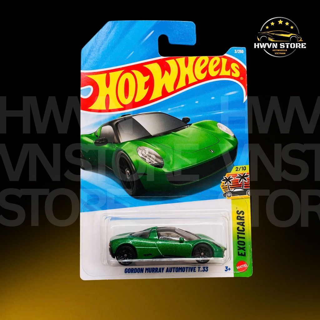 Xe mô hình Hotwheels Gordon Murray Automotive T.33 màu xanh lá