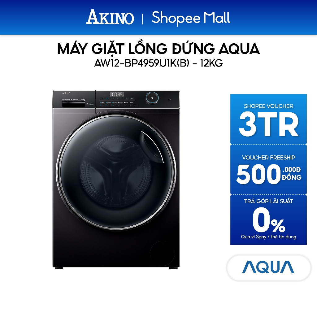 Máy Giặt Lồng Ngang  Aqua Inverter 12 Kg AW12-BP4959U1K(B) - Hàng Chính Hãng