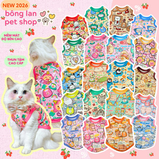 [VỪA VỀ LẠI] Áo cho chó mèo vải thun gân họa tiết hoạt hình nổi bật