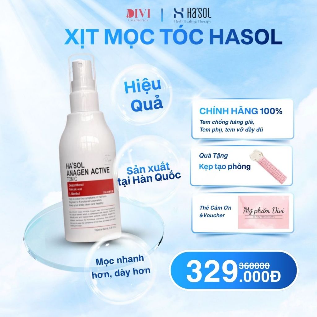 Xịt Kích Mọc Tóc Hasol Anagen Active Tonic 100ml Dưỡng Da Đầu Nuôi Dưỡng Nang Tóc Chắc Khỏe Dành Cho
