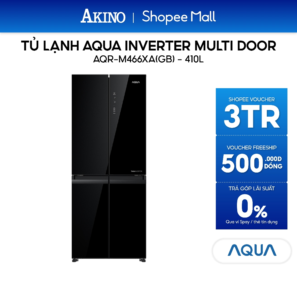 Tủ lạnh Aqua Inverter 410 lít Multi Door AQR-M466XA(GB) - Hàng Chính Hãng