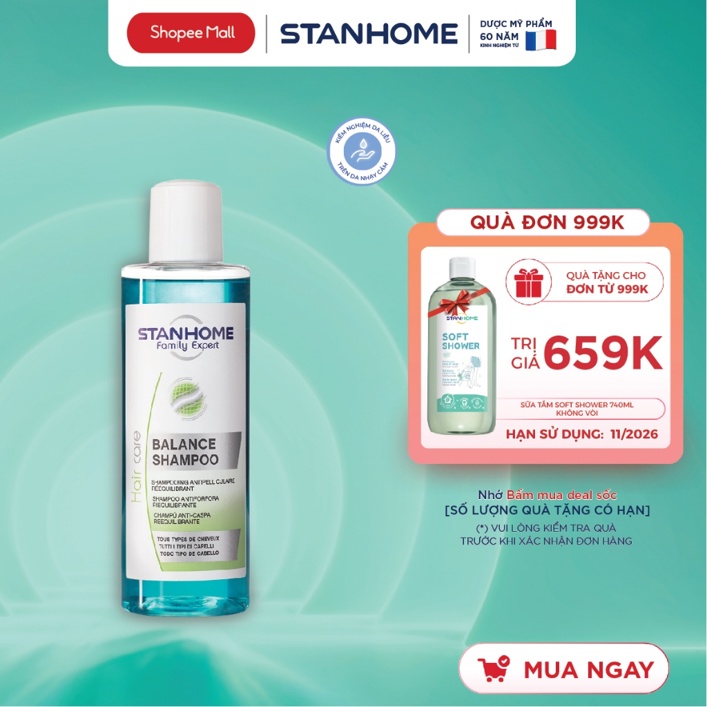 Dầu gội giảm ngứa loại bỏ gàu Stanhome balance shampoo 200ml