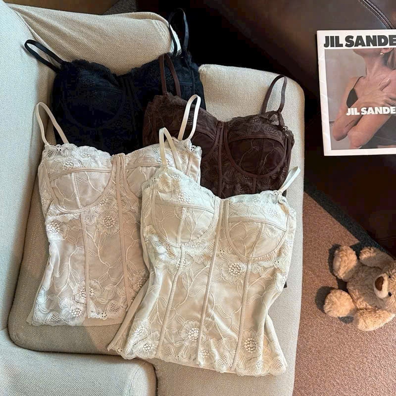 Áo Corset Ren Cao Cấp Có Gọng Nâng Ngực, Áo corset ren 2 dây thanh xưởng giả định hình eo thon tôn d