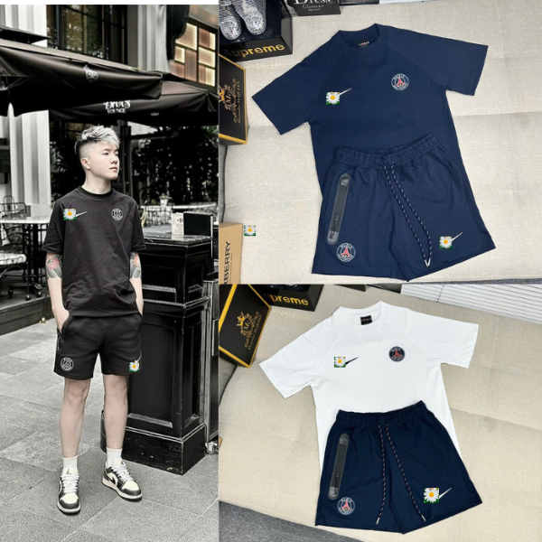 Bộ Cộc Thể Thao Nam Mùa Hè CLB PS Gờ Đủ Màu Chất Cotton Cao Cấp - Bộ Cộc Hè Nam Nữ logo Tròn Nổi