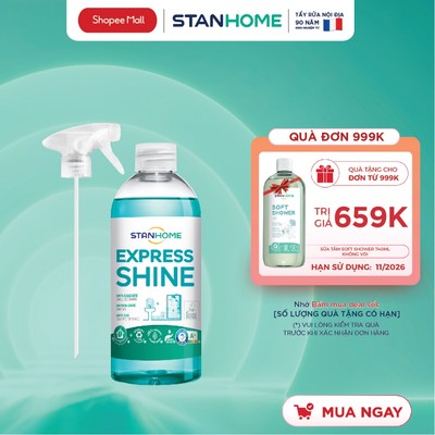 Xịt tẩy cặn canxi nước cứng cho nhà tắm Stanhome Express Shine  an toàn ko trầy xước 500ml