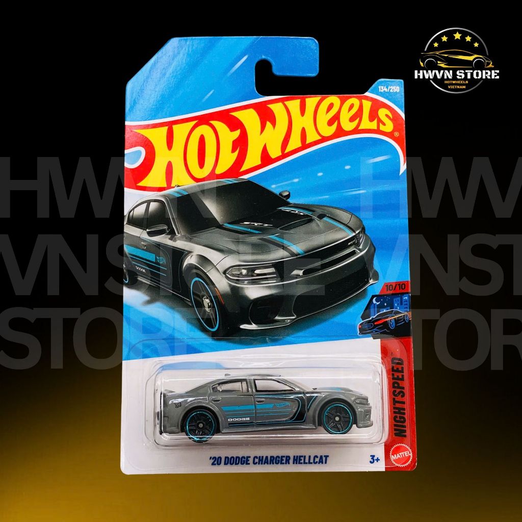 Xe mô hình Hotwheels '20 Dodge Charger Hellcat màu xám xanh