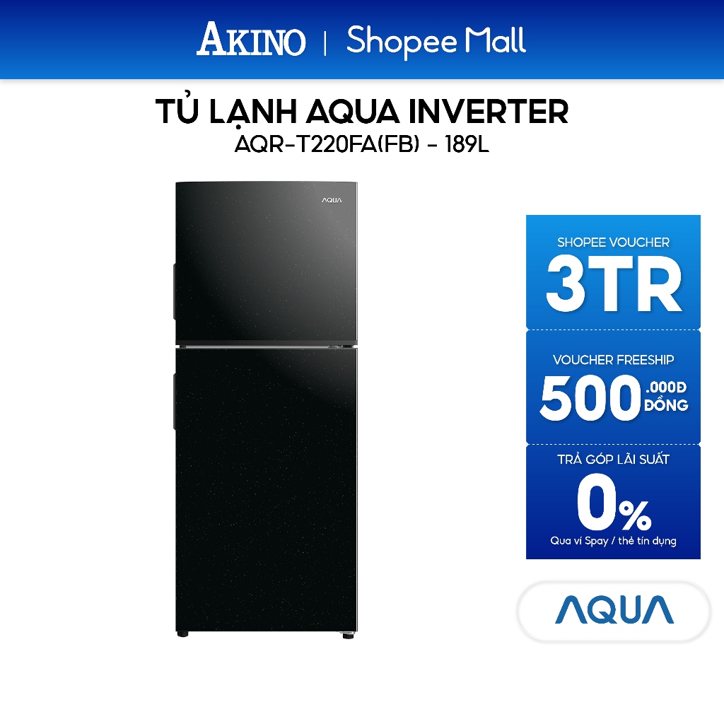 Tủ lạnh Aqua Inverter 189 lít AQR-T220FA(FB) - Hàng Chính Hãng