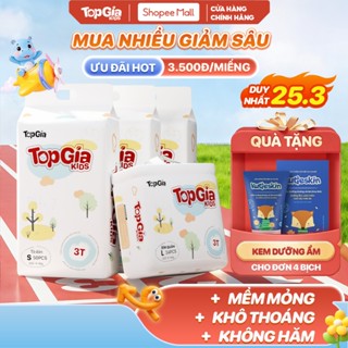 Tã/Bỉm Quần Dán Em Bé TOPGIAKIDS pH<7 Hỗ Trợ Kháng Khuẩn, Mềm Mại, Chống Tràn, Khô Thoáng Cả Ngày S/M/L/XL/XXL/XXXL