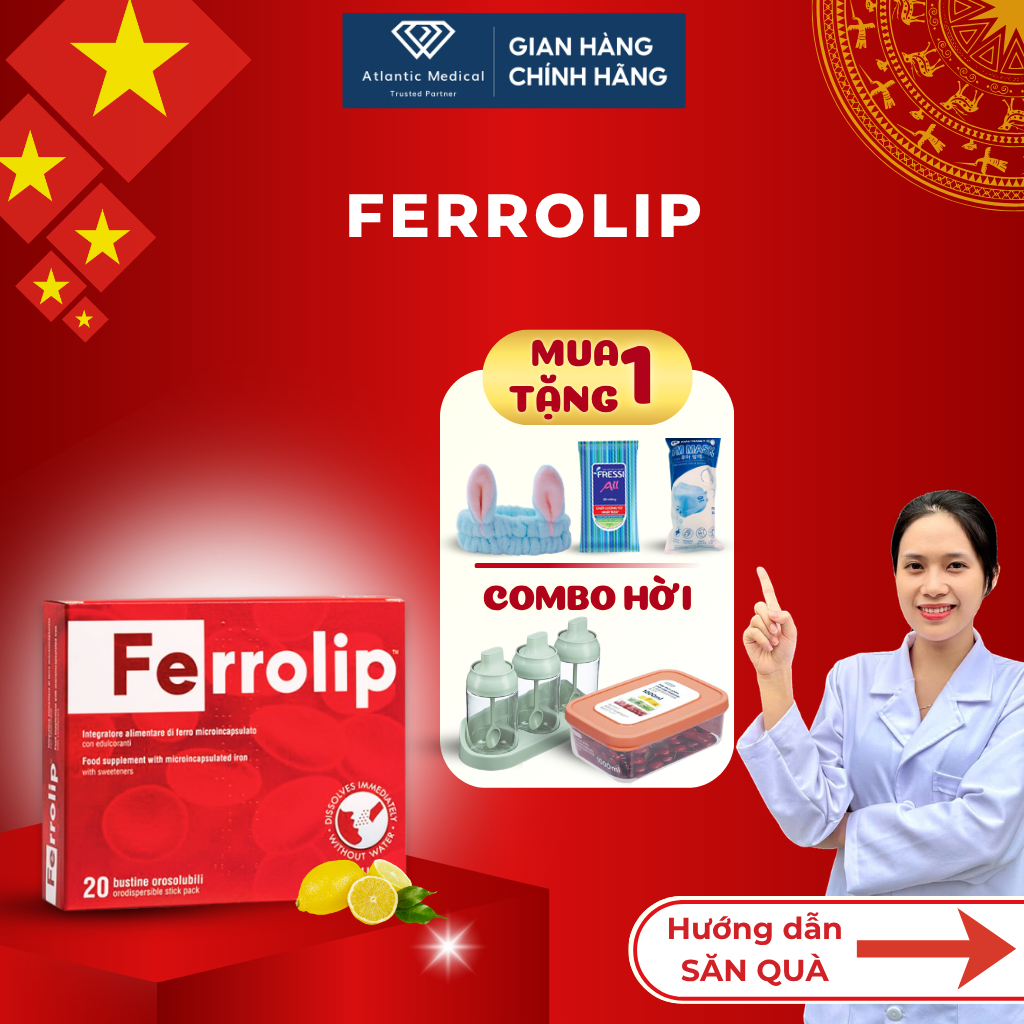 [Quà Xinh] Sắt Bột FERROLIP Bổ Sung Sắt Hữu Cơ Không Táo Bón Không Tanh Vị Chanh Cho Bà Bầu Và Người Thiếu Sắt