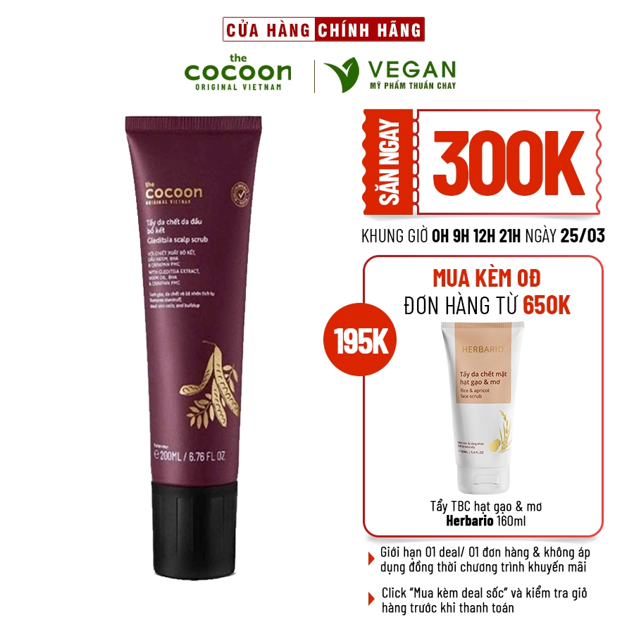Tẩy da chết da đầu bồ kết Cocoon 200ml thuần chay