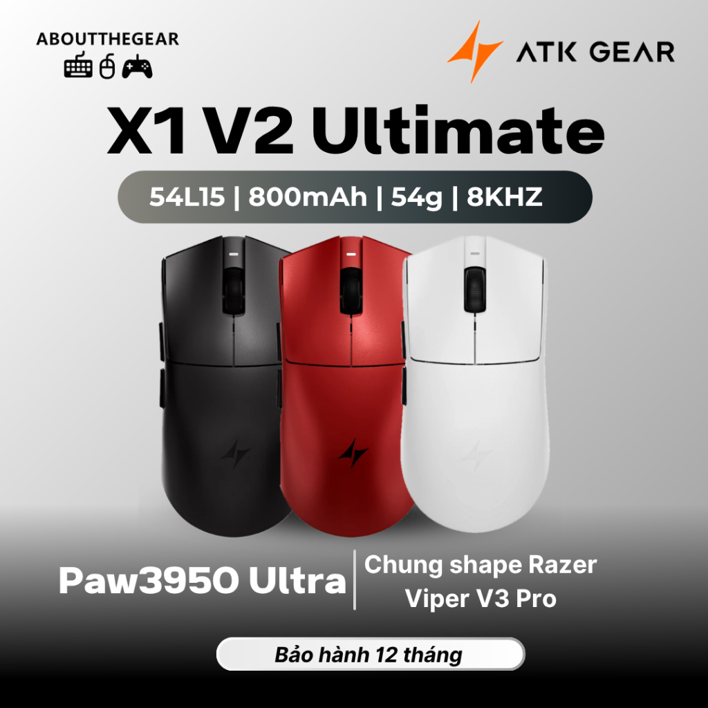 Chuột Gaming ATK X1 V2 Ultimate – PAW3950Ultra (NEWSEAL-BH 12 THÁNG)