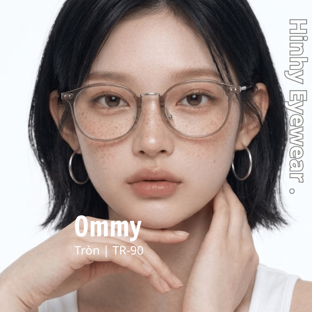 Gọng kính cận oval tròn Ommy cao cấp [Hỗ trợ lắp cận] thời trang nam nữ Tiệm Kính Hinhy [Ommy]