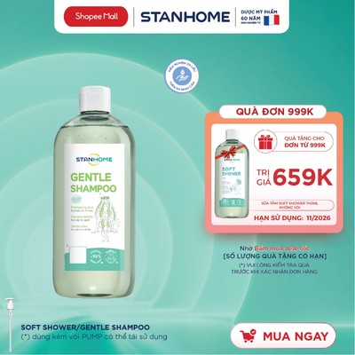 Dầu gội cho da đầu nhạy cảm, không xà phòng, không sulfate, không silicone Stanhome Gentle Shampoo 740ml