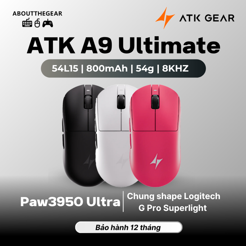 Chuột Gaming ATK Dragonfly A9 Ultimate – PAW3950Ultra (NEWSEAL-BH 12 THÁNG)
