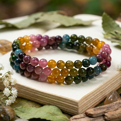 Vòng Tay Quấn Đá Tourmaline Rực rỡ Chuyển Màu Vòng Đeo Tay Phong Thủy - Ngọc Trai Trường Thịnh