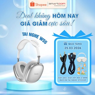 [Tặng bọc tai nghe] Tai nghe chụp tai W55 Plus Hoco pin 90 tiếng bass mạnh có dây đi kèm