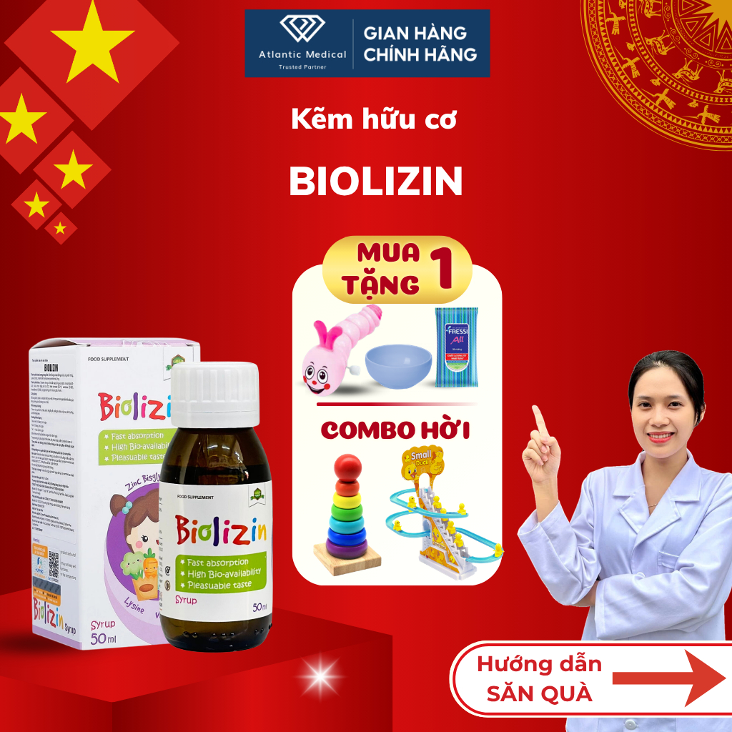 [Quà Xinh] Siro BIOLIZIN Bổ Sung Kẽm Hỗ Trợ Trẻ Ăn Ngon Miệng, Phát Triển Thể Chất, Tăng Sức Đề Kháng Lọ 50ml