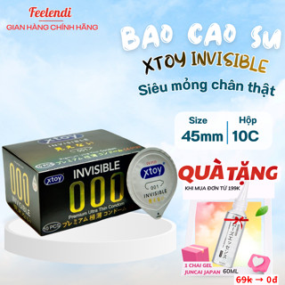 Hộp 10 Bao cao su siêu mỏng 001mm XTOY nhiều gel bôi trơn kéo dài thời gian bcs chống xuất tinh sớm