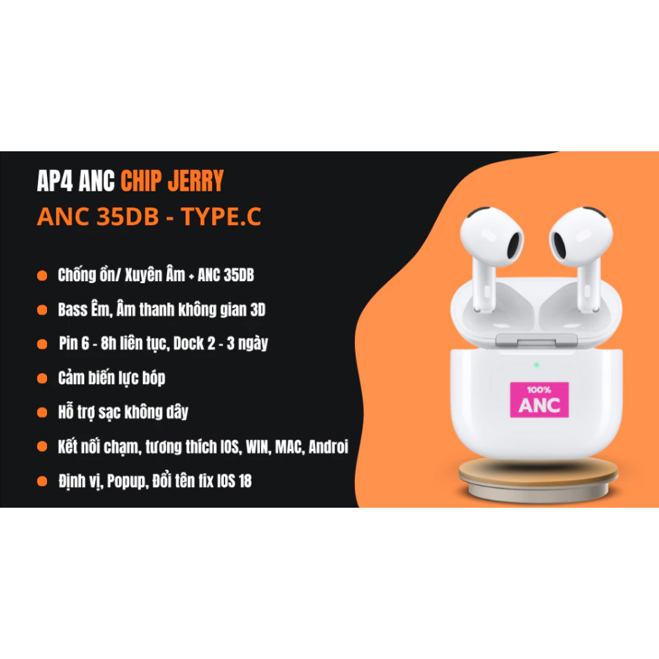 Tai Nghe Bluethooth ANC A9 / AP4 - Full Tính Năng - Bảo Hành 12 Tháng