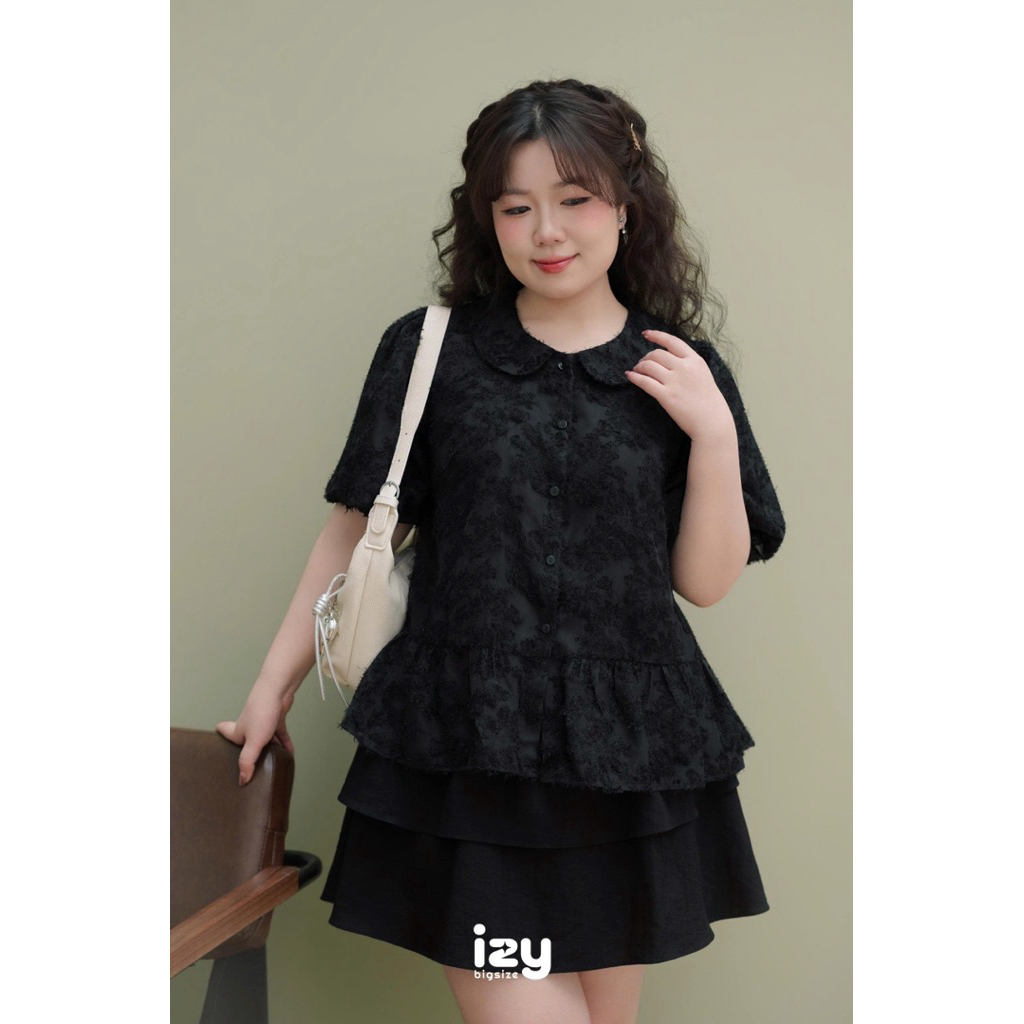 ÁO SƠ MI BIGSIZE LÔNG VŨ CỔ SEN BABYDOLL - IZYBYNHI CÓ BIGSIZE