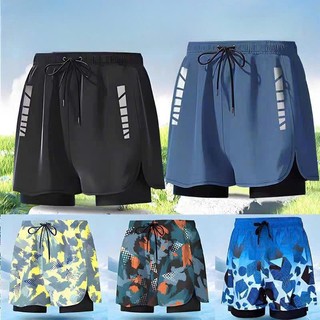 Quần bơi nam, quần thể thao dành cho nam hàng qc 2 lớp Haizid nhanh khô không phồng khi xuống nước 45kg tới 85kg