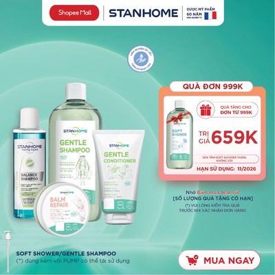 Combo viêm da đầu tiết bã Stanhome Balance Shampoo-Balm Repair-Gentle shampoo - Gentle Conditioner