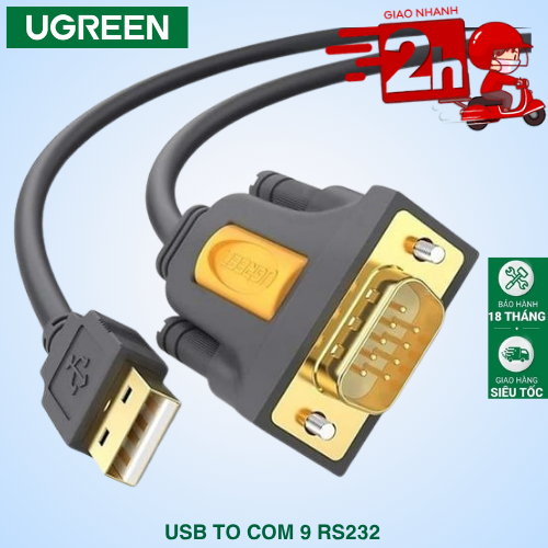 Cáp USB 2.0 to Com 9 RS232 Ugreen CR107 Cao Cấp - Bh 18 Tháng
