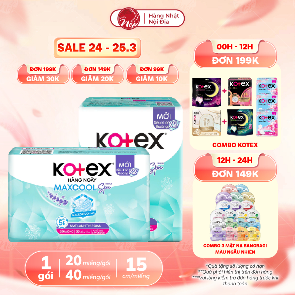 Băng vệ sinh Kotex hàng ngày Max cool French Spa, siêu mỏng mềm mại - Nepbeauty