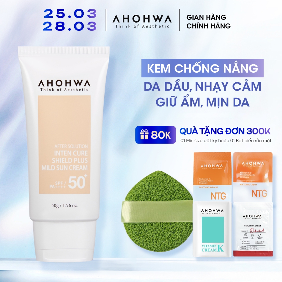 Kem Chống Nắng Phổ Rộng AHOHWA Mild Sun Cream SPF50+ PA++++ Tuýp 50g