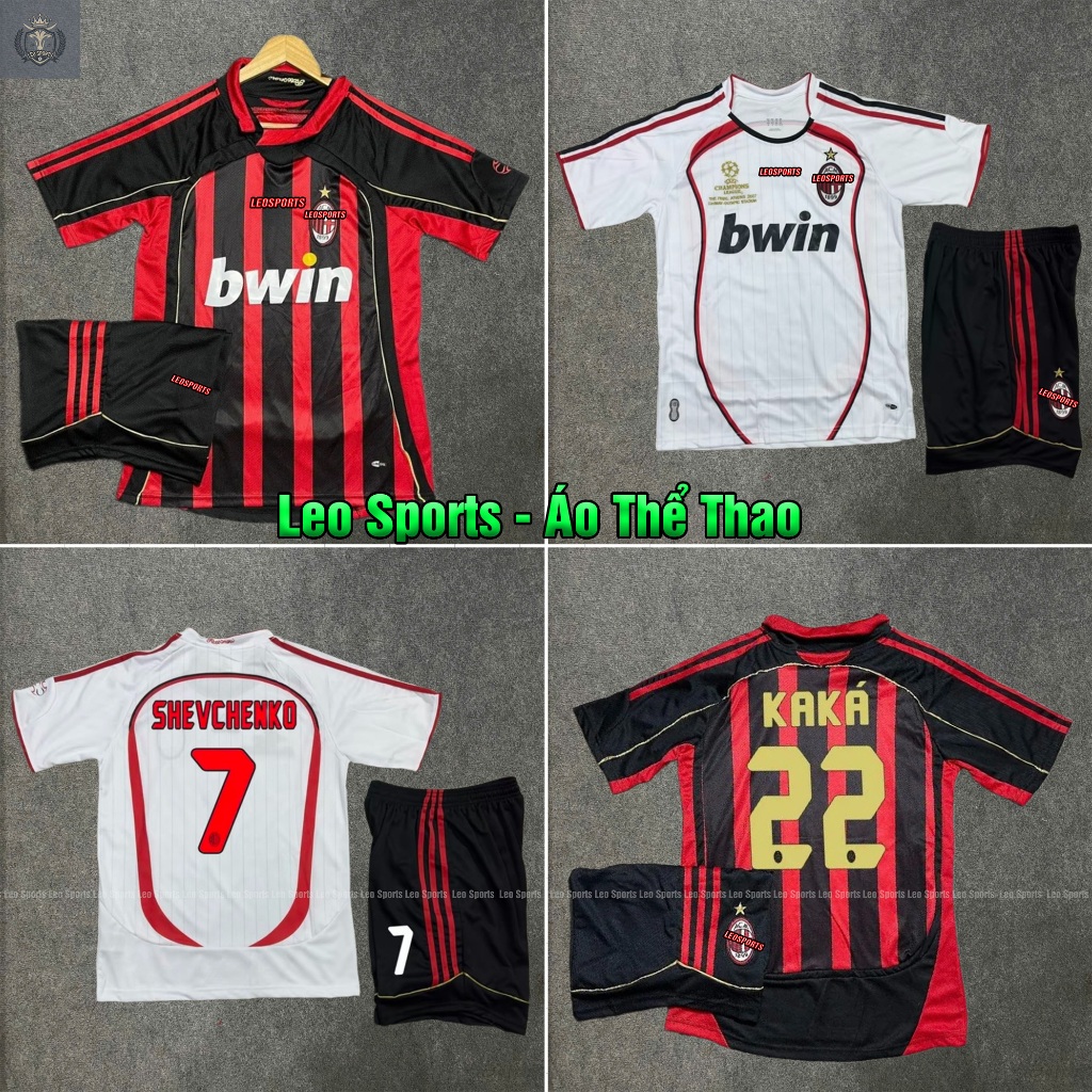 Bộ Quần Áo Đá Bóng/ Đá Banh Retro CLB AC Milan 2005, 2007 ( In Sẵn) - Hàng Cao Cấp